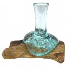 (image for) Molten Glass Small Flower Vase on Wood
